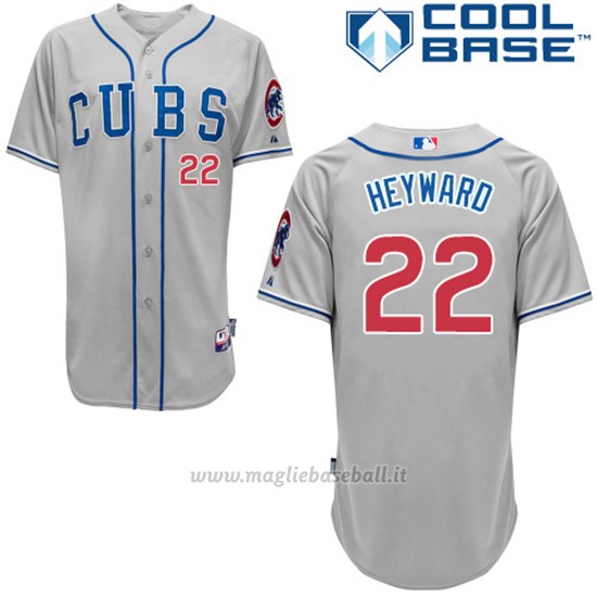 Maglia Baseball Uomo Chicago Cubs 22 Jason Heyward Autentico Collezione Grigio Cool Base